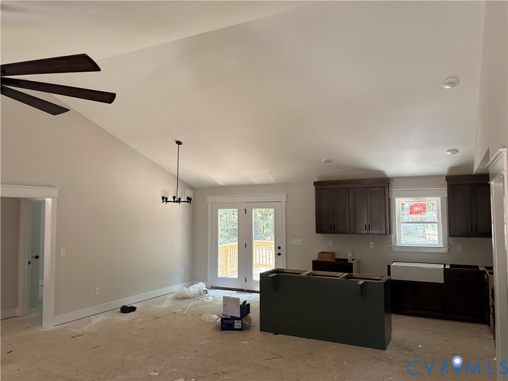 15135 Lebanon Road Spring Grove, VA 23881 - Photo 15 of 19 Expansive vaulted ceiling with a ceiling fan and a