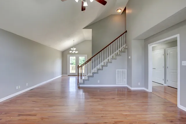a view of entryway with wooden floor