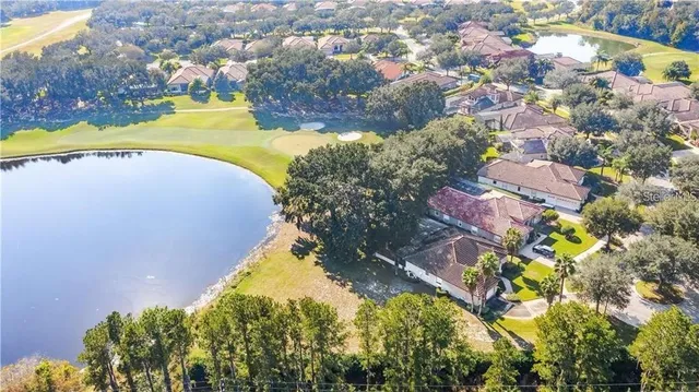a view of a lake in between two chairs