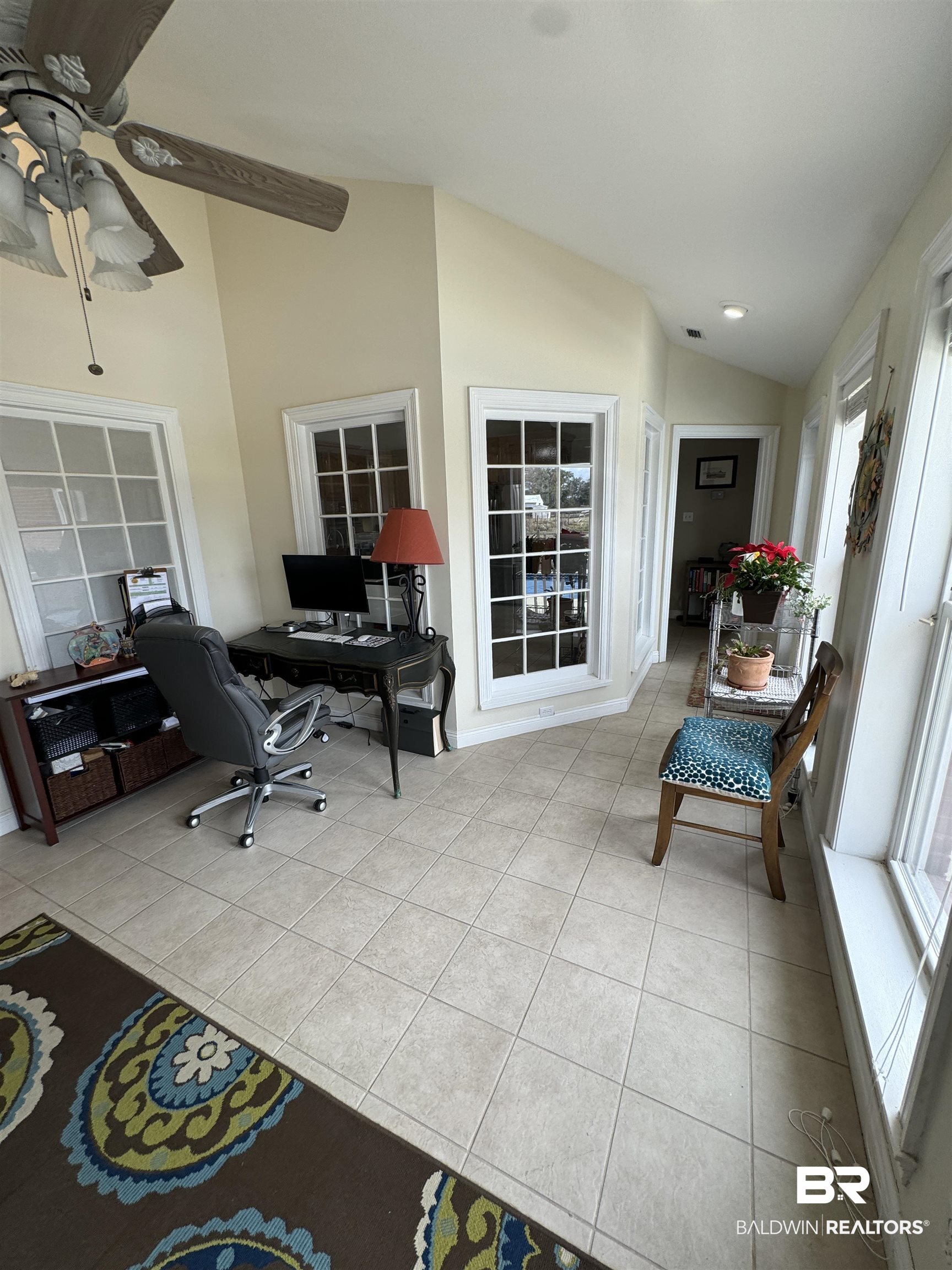 15165 Daugherty Road Foley, AL 36535 - Photo 24 of 70 Tiled office space featuring vaulted ceiling and ceiling fan