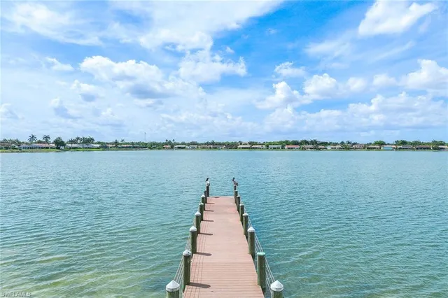a view of a lake from a yard