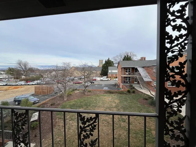 a view of city from a balcony