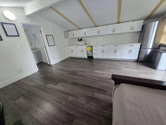 a view of small space with racks on the wall