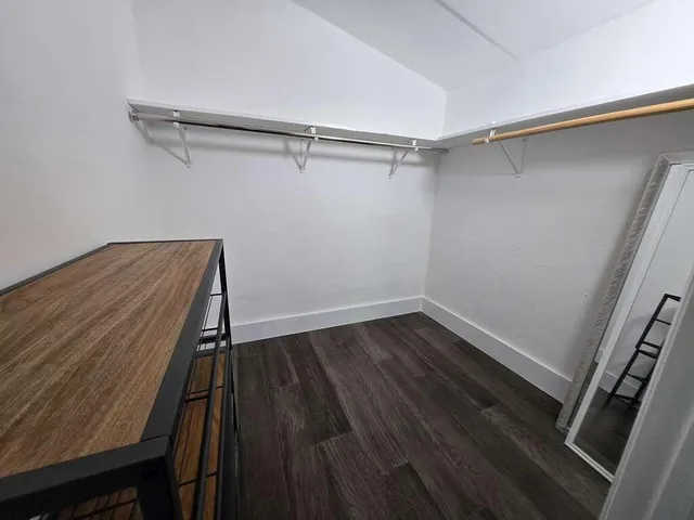 a view of an empty walk in closet