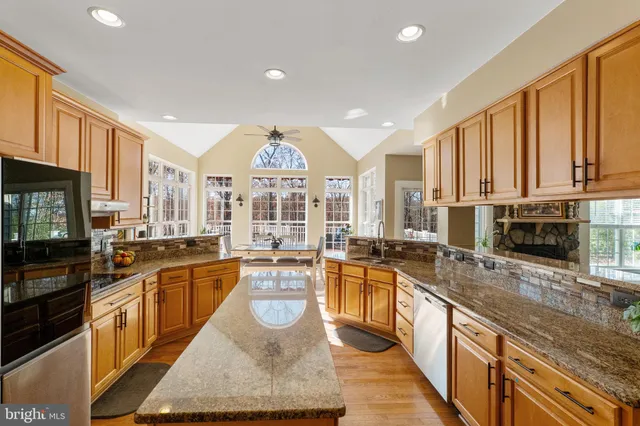 a view of a patio with a bench