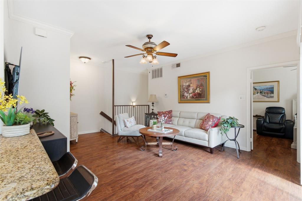 2524 Preston Road, Unit 1607 Plano, TX 75093 - Photo 10 of 28 Living Room view toward the top of the stairs. Plenty of sitting room and a celing fan