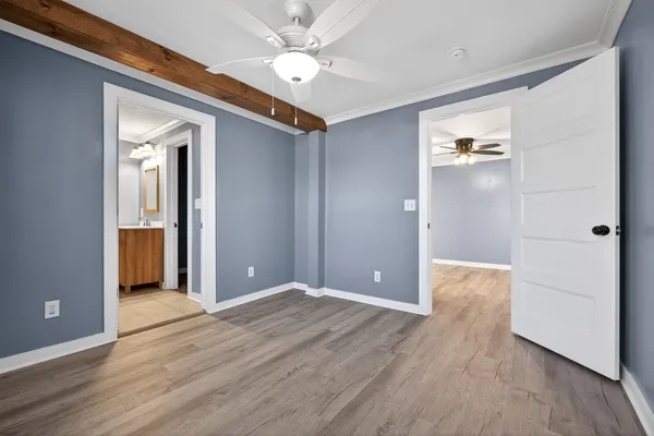 a view of entryway with wooden floor