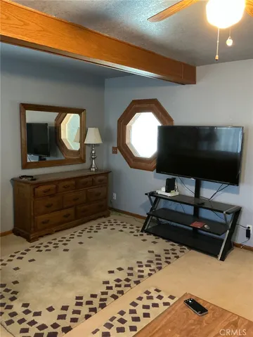 a bed room with a bed and a television