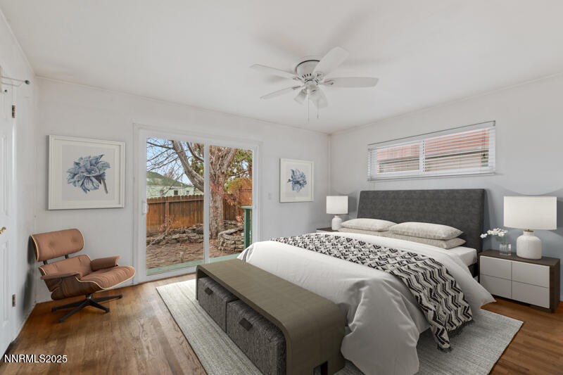 1606 Knoll Drive Reno, NV 89509 - Photo 18 of 30 a bedroom with a bed and wooden floor