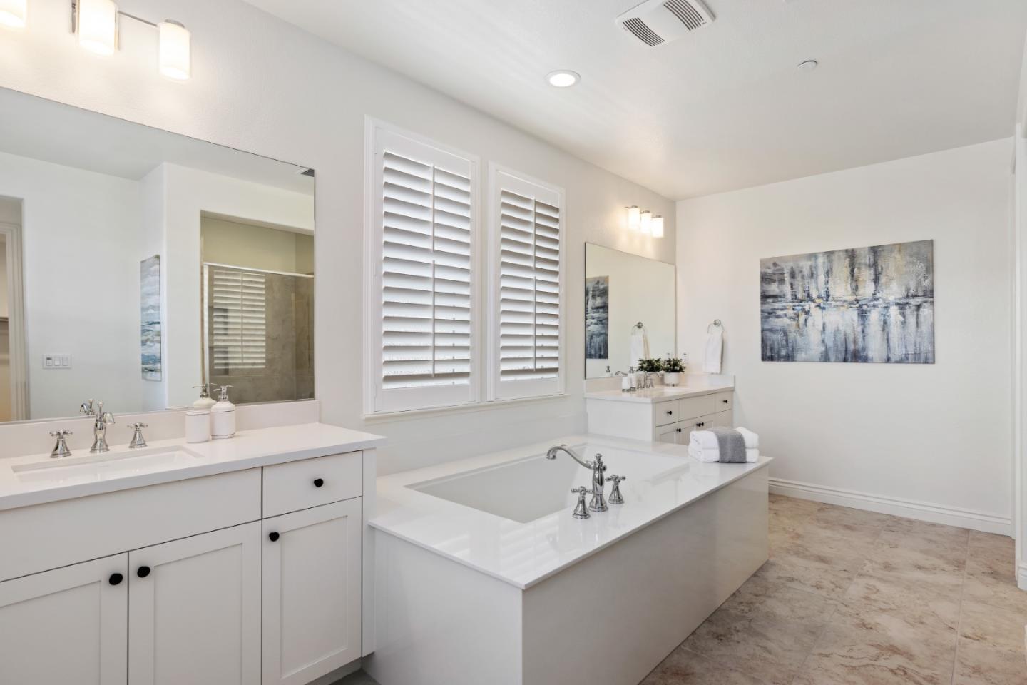 111 Dunfirth Drive Hayward, CA 94542 - Photo 33 of 49 a bathroom with a sink tub double vanity and mirror