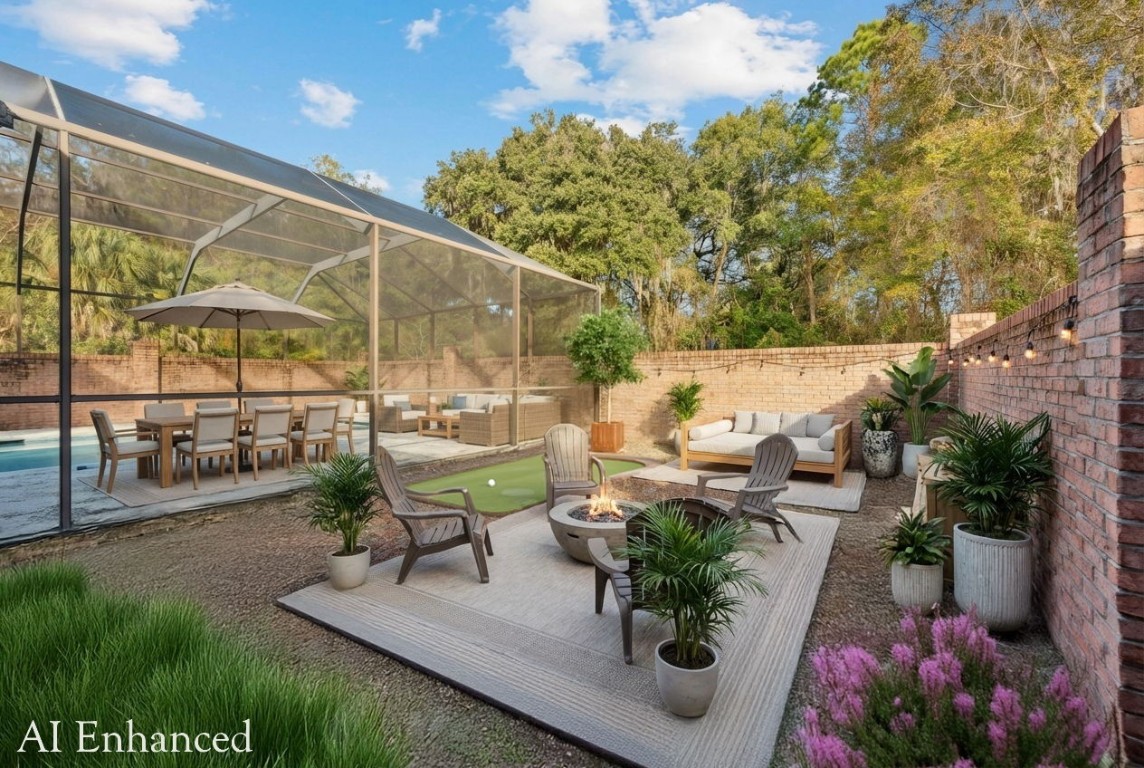 96075 High Pointe Drive Fernandina Beach, FL 32034 - Photo 32 of 42 a view of a patio with couches table and chairs and potted plants