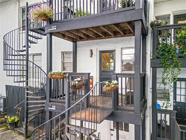 a view of porch with seating space