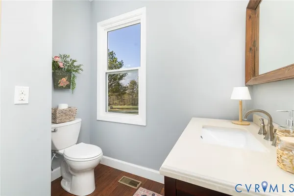 a view of a lake with a big yard