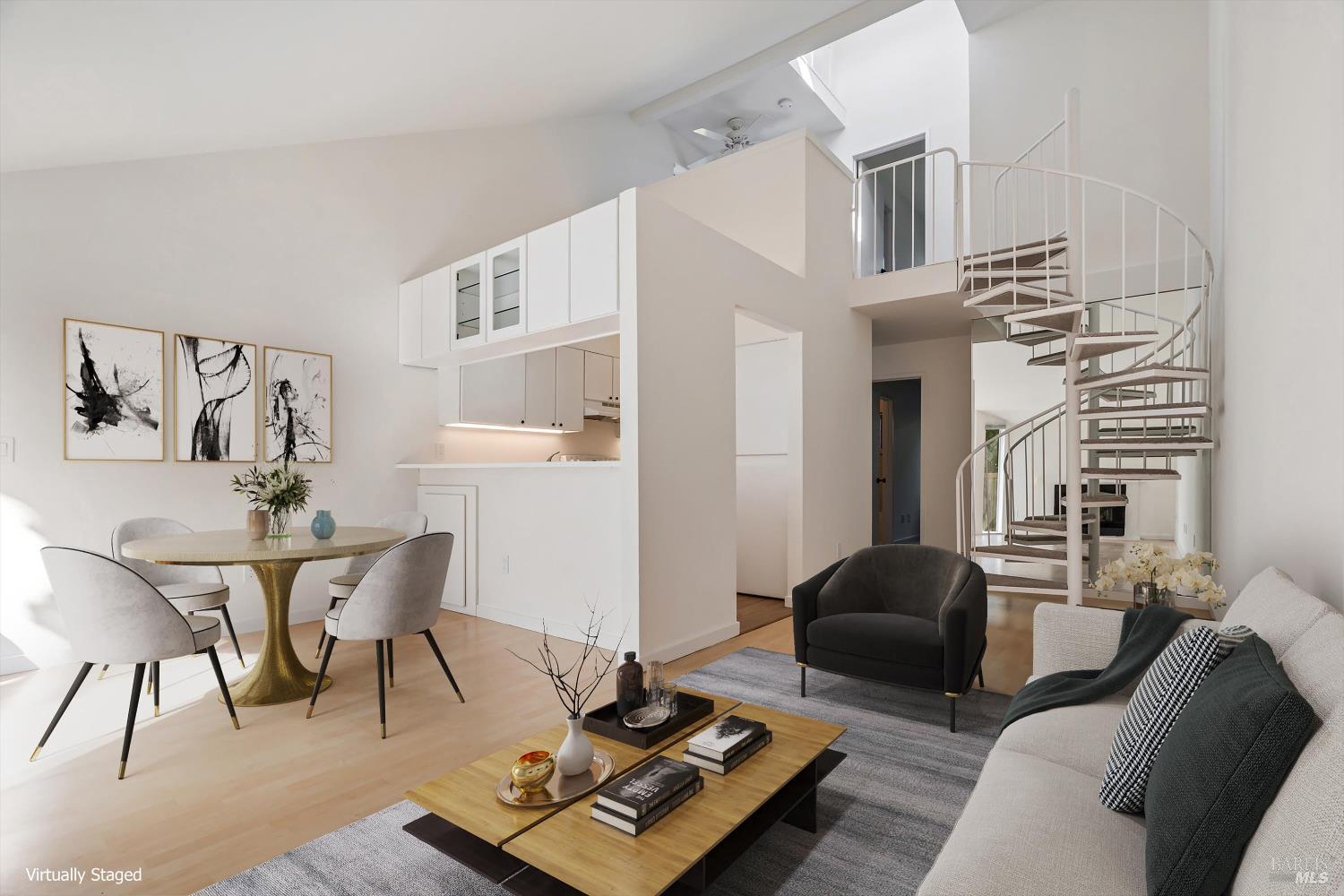 a living room with furniture