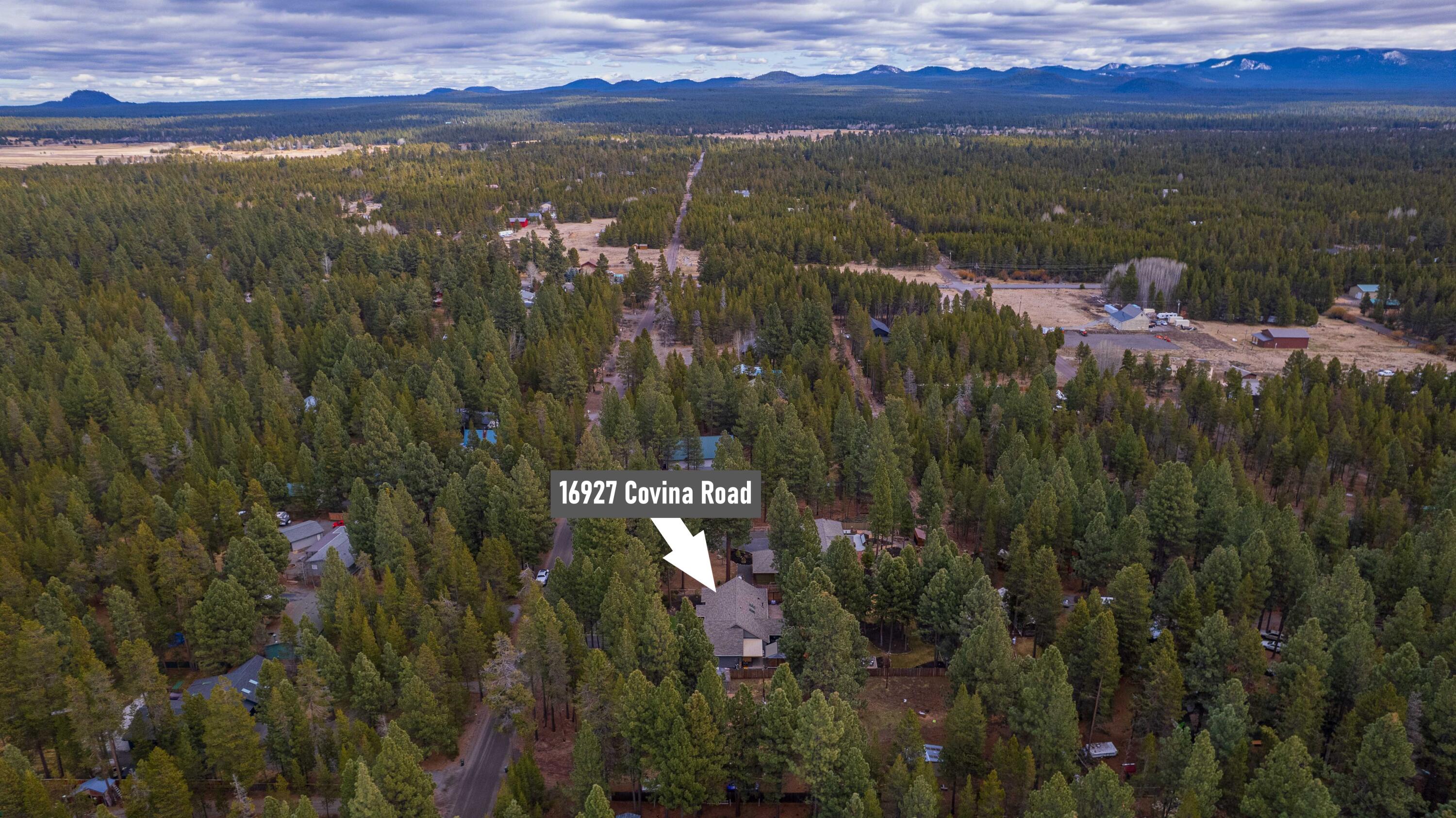 16927 Covina Road Bend, OR 97707 - Photo 52 of 54 Aerial view of the property in DRRH, highlighting the large homesite, surrounding pines, and the privacy of this desirable Three Rivers South setting.