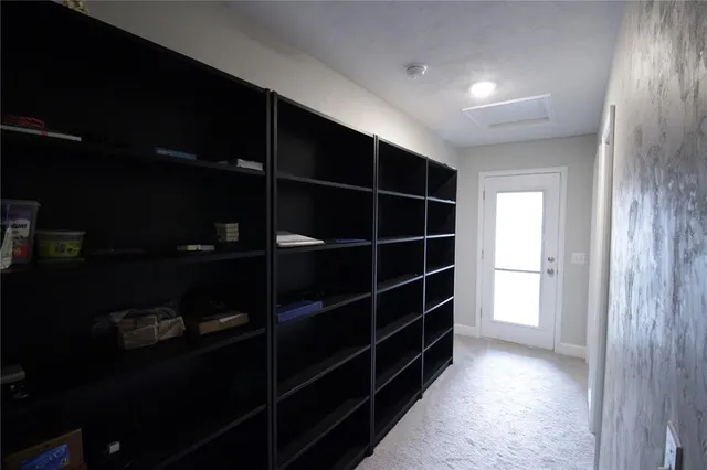 a view of an empty walk in closet