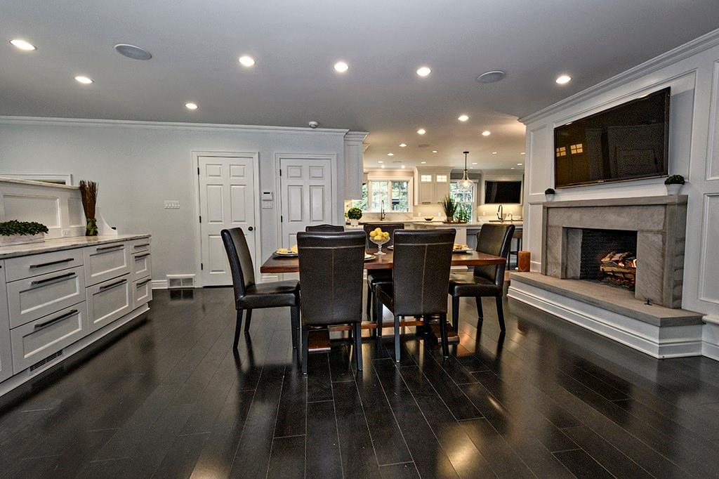 118 Field Club Road Pittsburgh, PA 15238 - Photo 9 of 25 Dining area with gas burning logs and built in serving station with two additional refrigerated drawers and storage. Walk in pantry and door to the lower level.