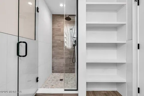 a bathroom with a shower