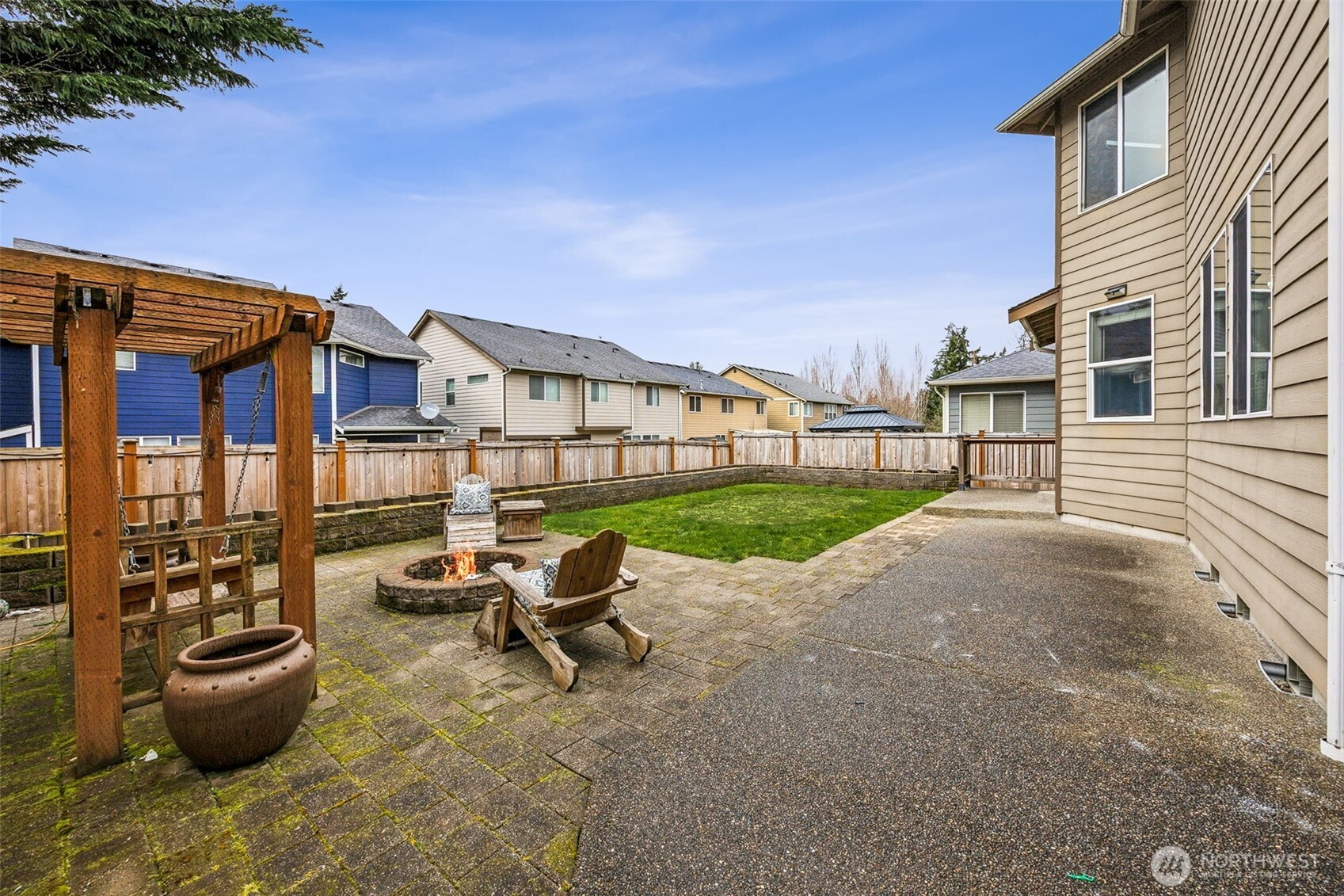 20522 95th Ave Court East Graham, WA 98338 - Photo 28 of 29 a view of a patio with table and chairs with wooden fence