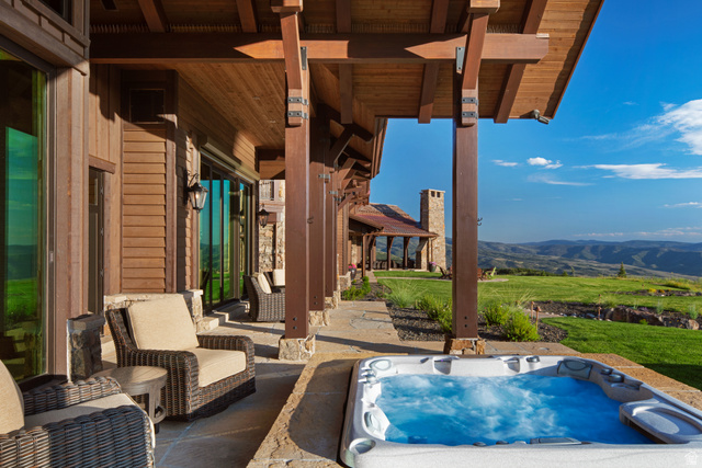 2322 North Westward Ho Road Heber City, UT 84036 - Photo 50 of 54 View of patio / terrace featuring a mountain view and an outdoor hot tub