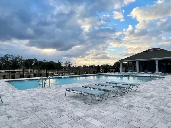 a view of a terrace with outdoor seating