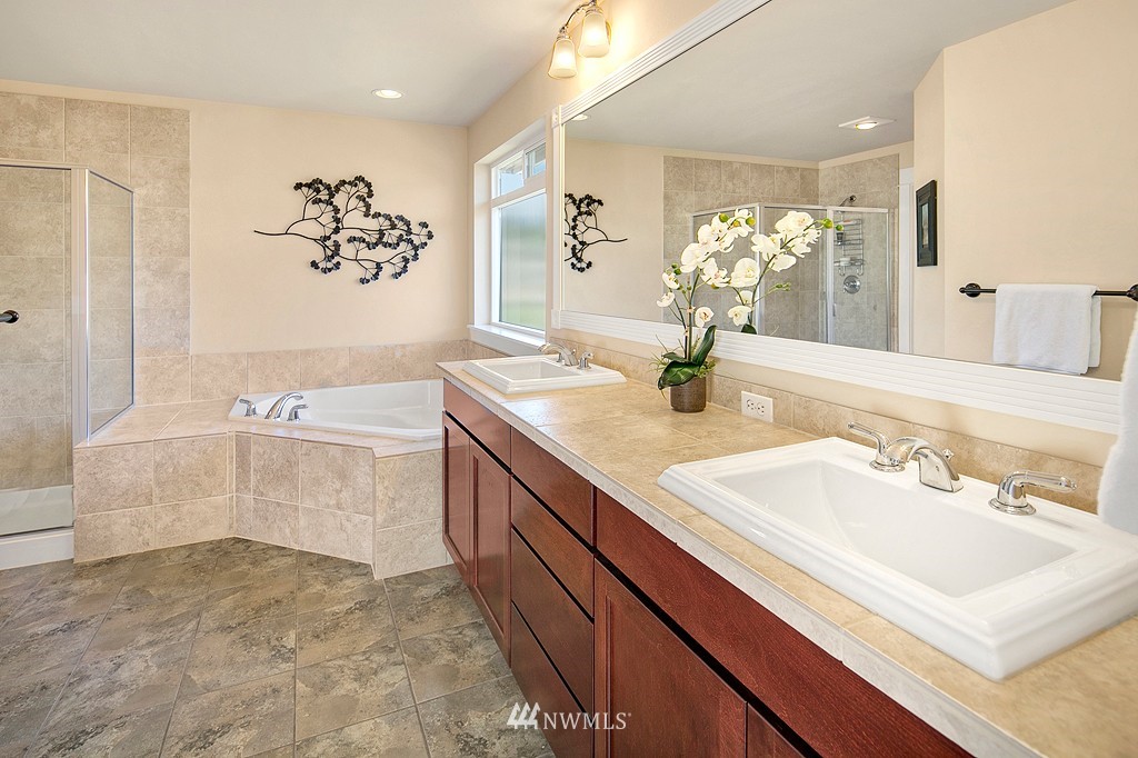 3815 222nd Place Southeast Bothell, WA 98021 - Photo 10 of 20 a bathroom with a bathtub sink and mirror
