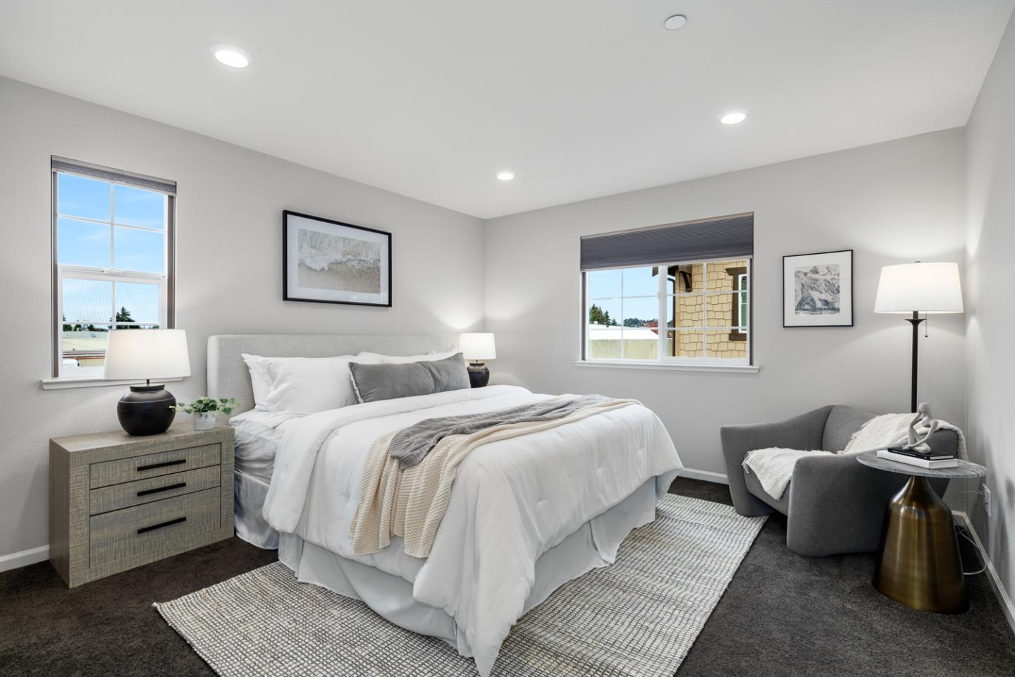 2208 Rosenblatt Street Hayward, CA 94544 - Photo 19 of 32 a bedroom with a bed and lamp