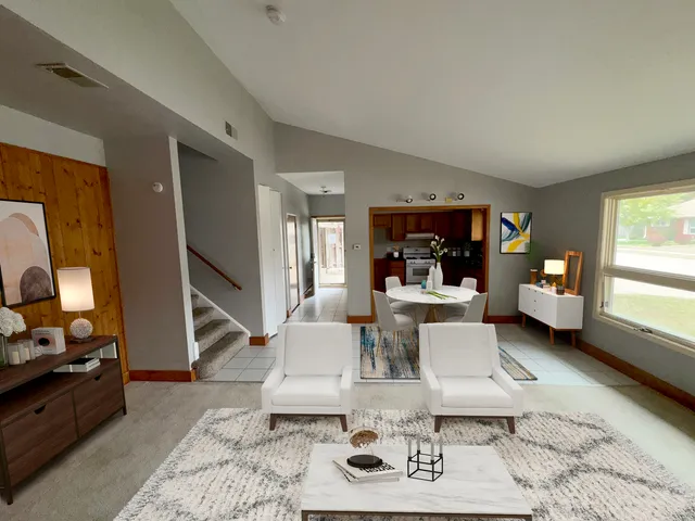 a big room with closet and furniture