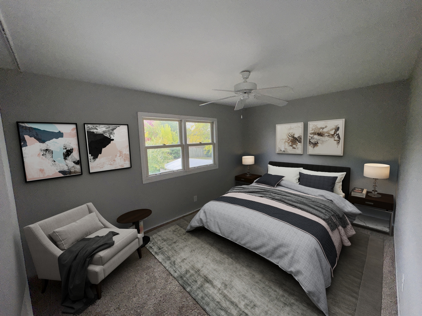 1612 Golfview Road Rantoul, IL 61866 - Photo 27 of 46 a bedroom with a bed and a couch