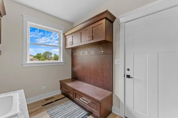 a room with a bed and a window