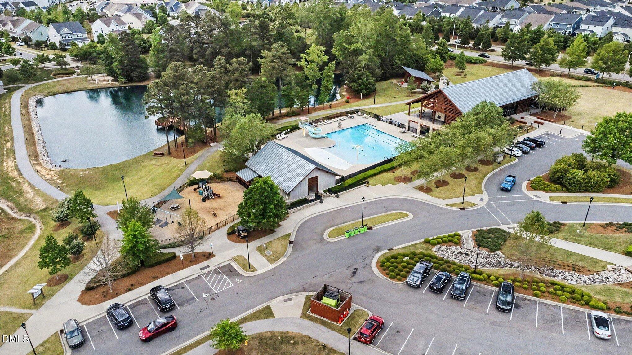315 Cook Street Wendell, NC 27591 - Photo 10 of 22 an aerial view of a house with a garden and swimming pool