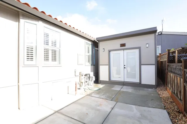 a view of a hallway with a large window