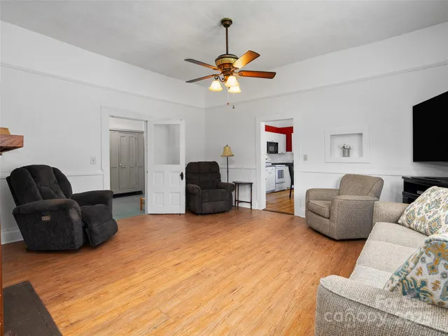 a living room with furniture