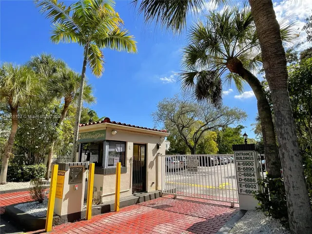 a view of a park with a tree