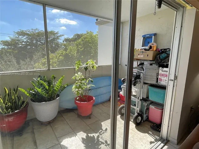 a room with a potted plant