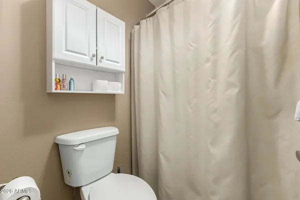 a white toilet sitting next to a shower curtain