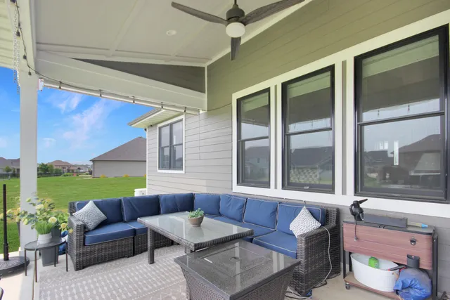 a outdoor living space with furniture and garden view