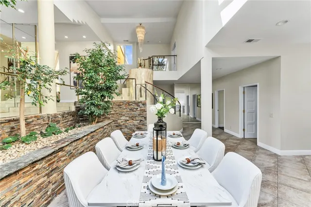 a view of a dining area with furniture