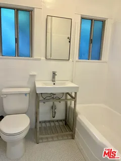 a bathroom with a bathtub