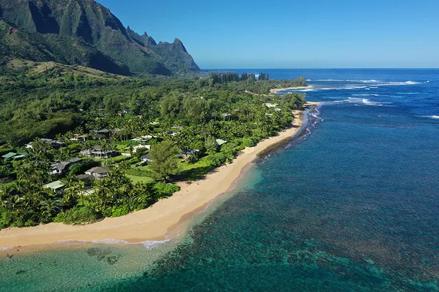 a view of a lake with a yard