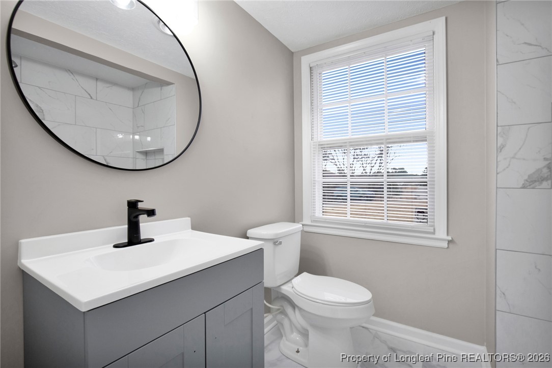 382 Saddle Ridge Road Fayetteville, NC 28311 - Photo 14 of 22 a bathroom with a sink a toilet and a mirror