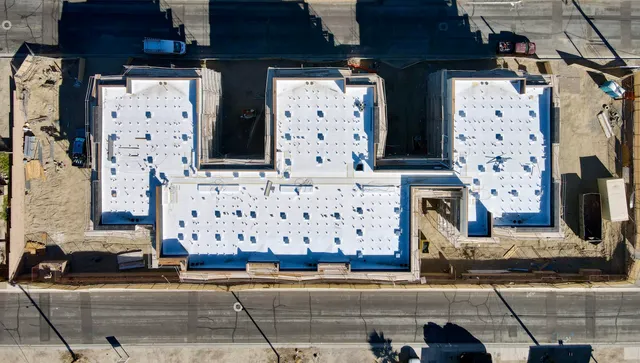 a view of building with road