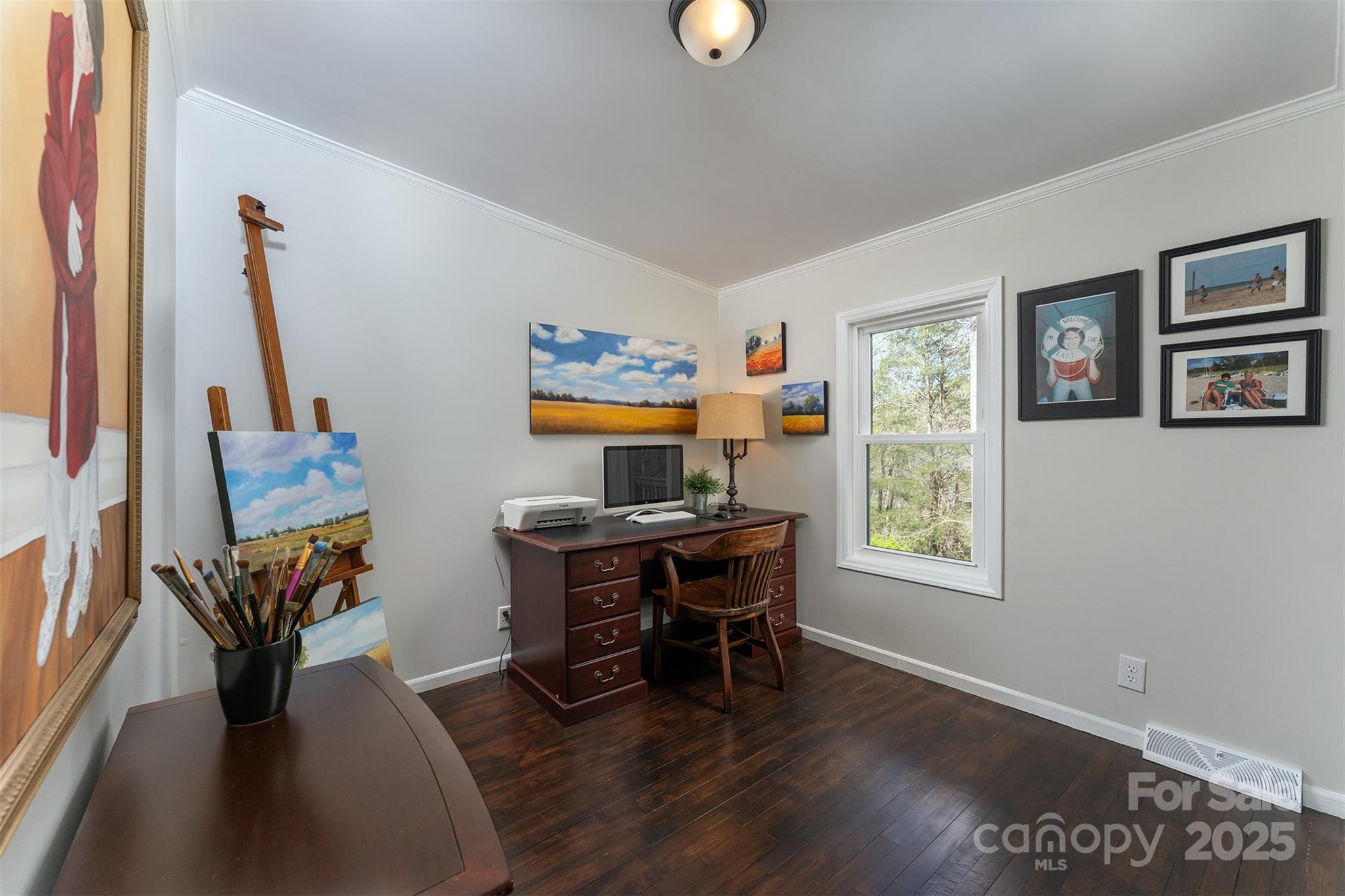 55 Whitaker Circle Fairview, NC 28730 - Photo 25 of 45 a view of a workspace with furniture and a window