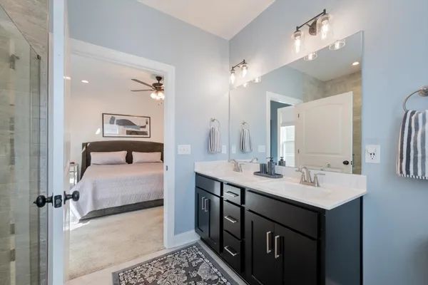 a bathroom with a shower