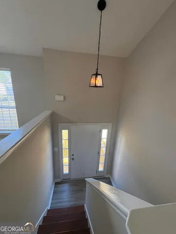 a view of a livingroom with a window