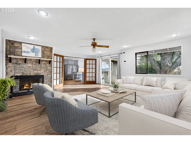 a living room with furniture