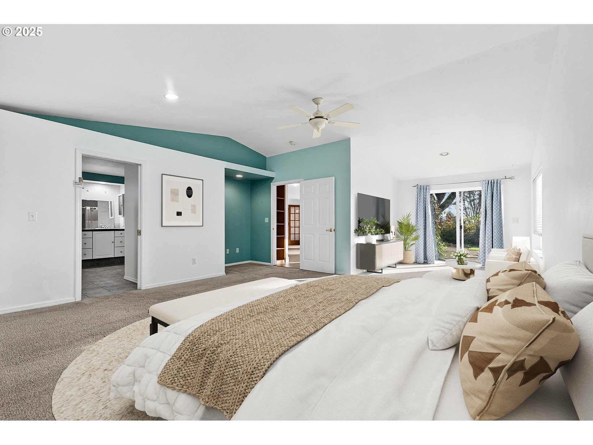 14595 Southwest 144th Avenue Portland, OR 97224 - Photo 23 of 43 a bedroom with a bed and glass windows