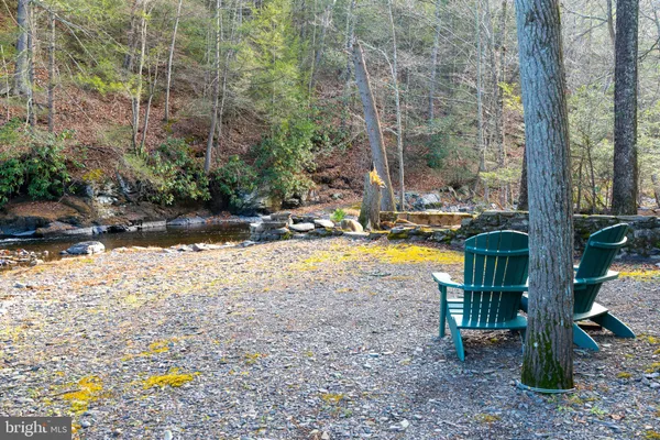 a view of a lake from a yard