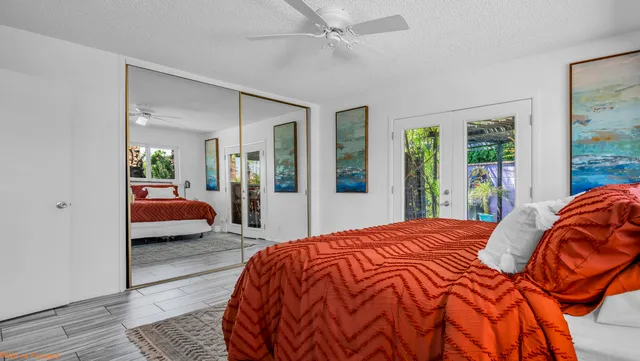 a view of a backyard with a garden