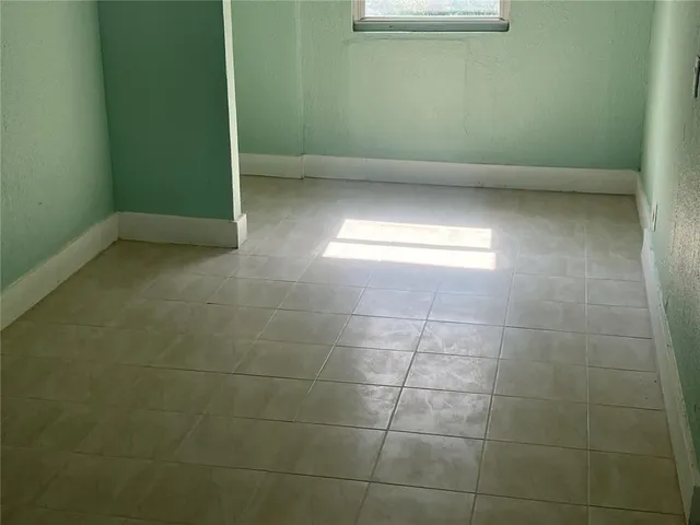 a view of a small space with a window